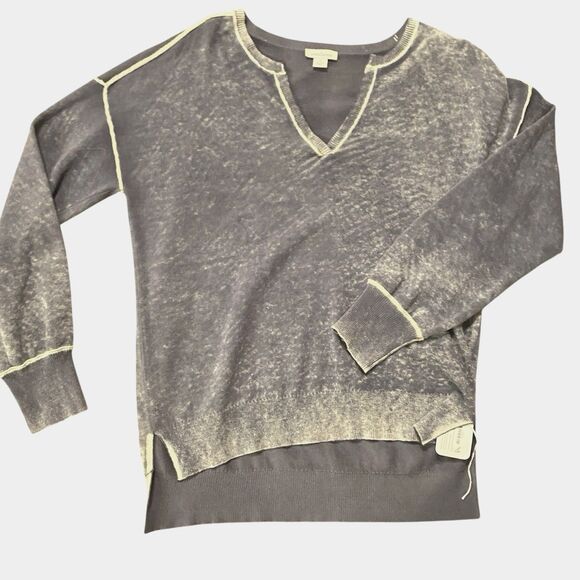 NWT Sundance Sadie Knit Sweater Heather Grey Vneck Topstitch StreetWear Casual S - Picture 1 of 6